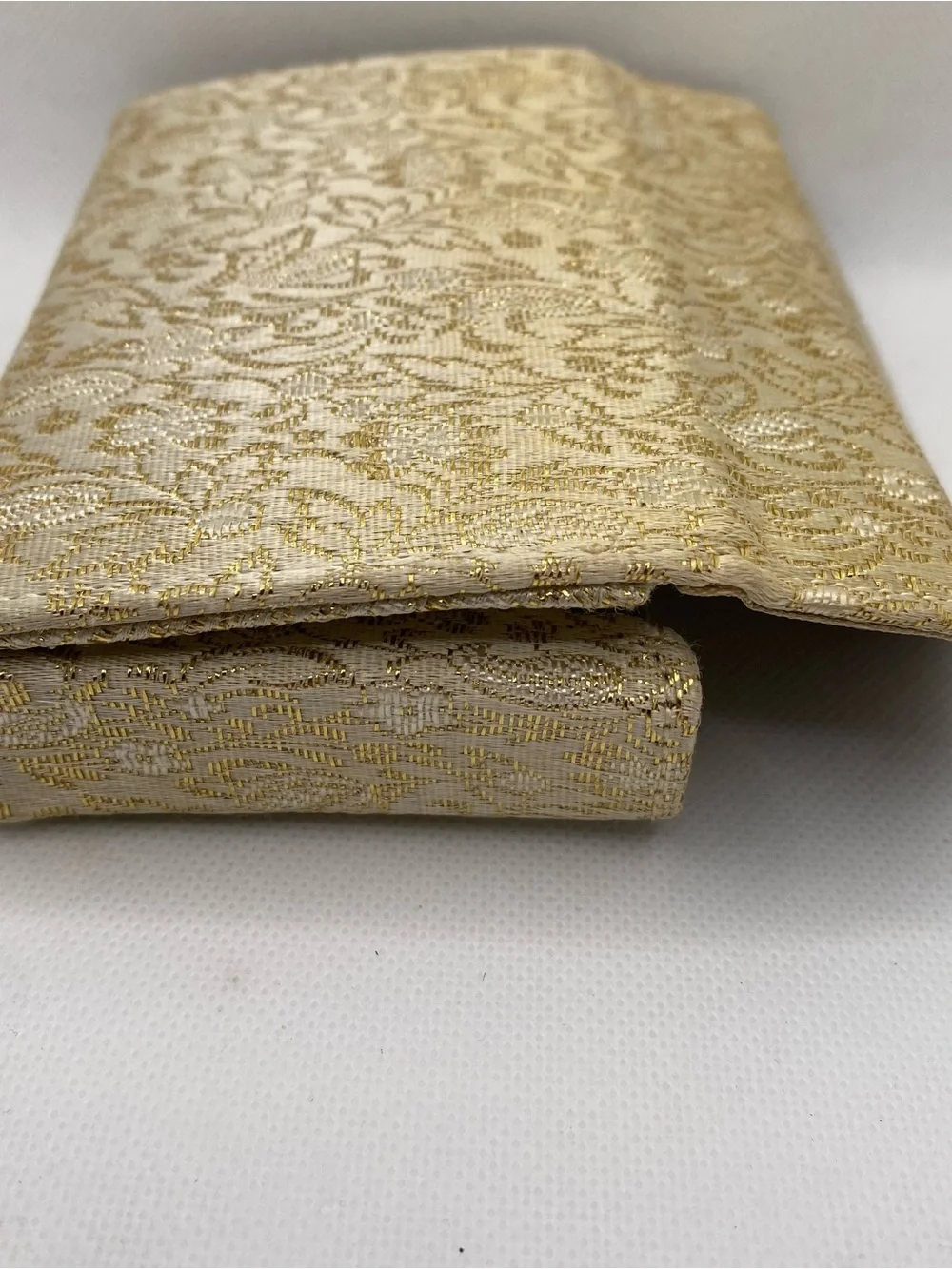 Vintage Gold Brocade Vanity Purse Evening Bag Built In Mirror Mid Century